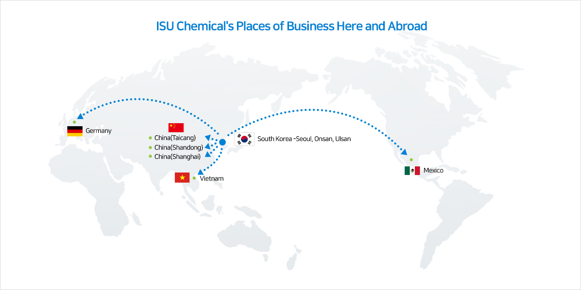 ISU Chemical's Places of Business Here and Abroad